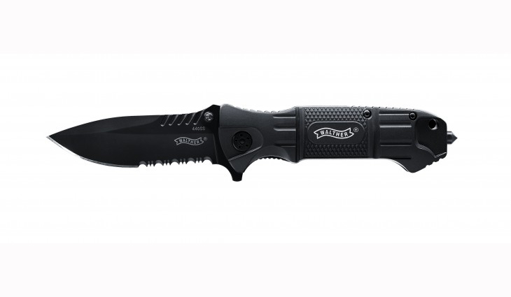 Нож Umarex Walther Black Tac насечки складной сталь 440А - фото 1