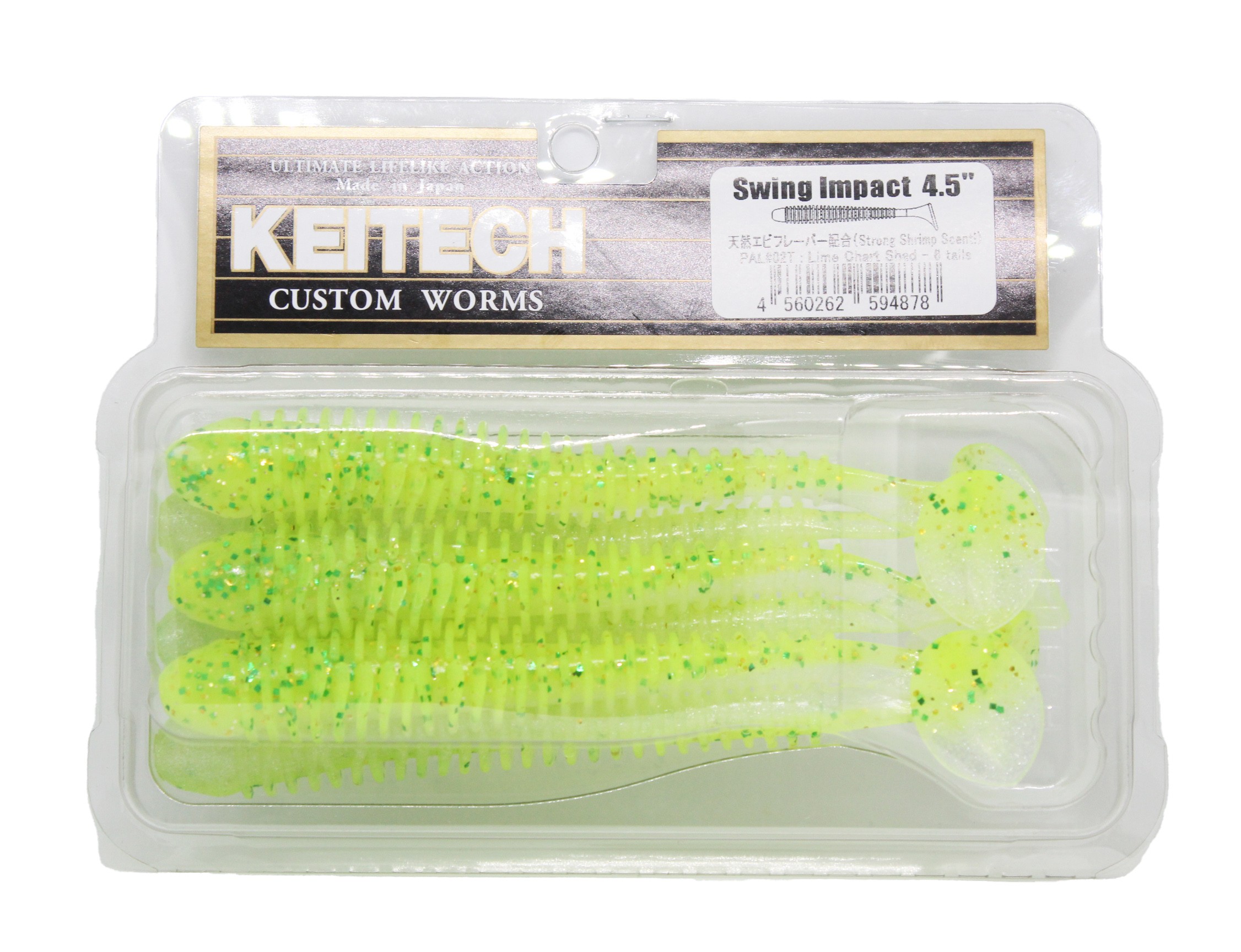 Приманка Keitech виброхвост Swing impact 4,5&quot; Pal 02 lime chart shad - фото 1