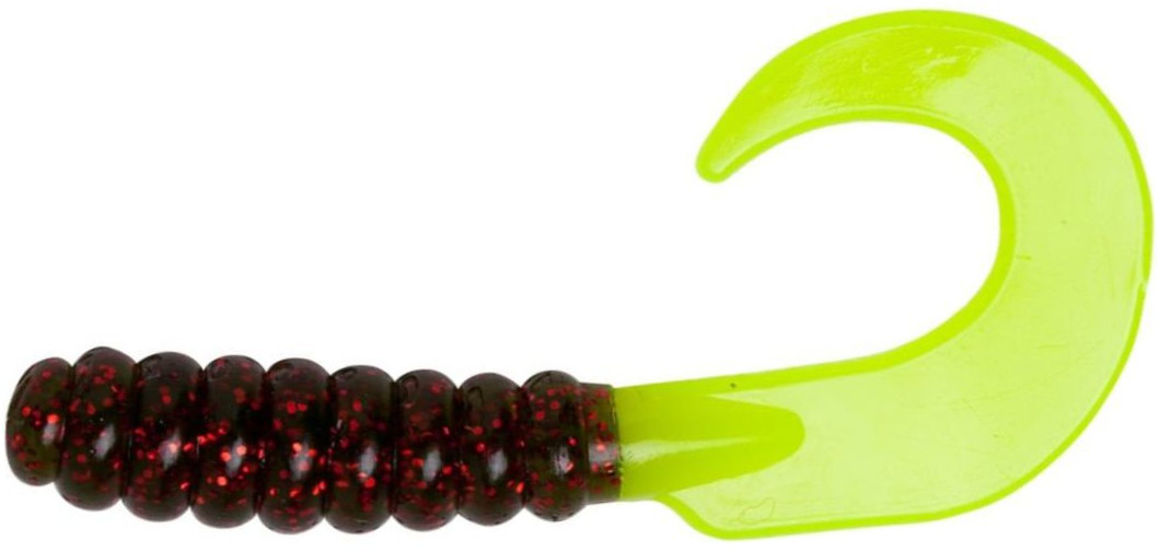 Приманка Yum Walleye grub 3'' цв 210 avocado red flake chartreuse - фото 1