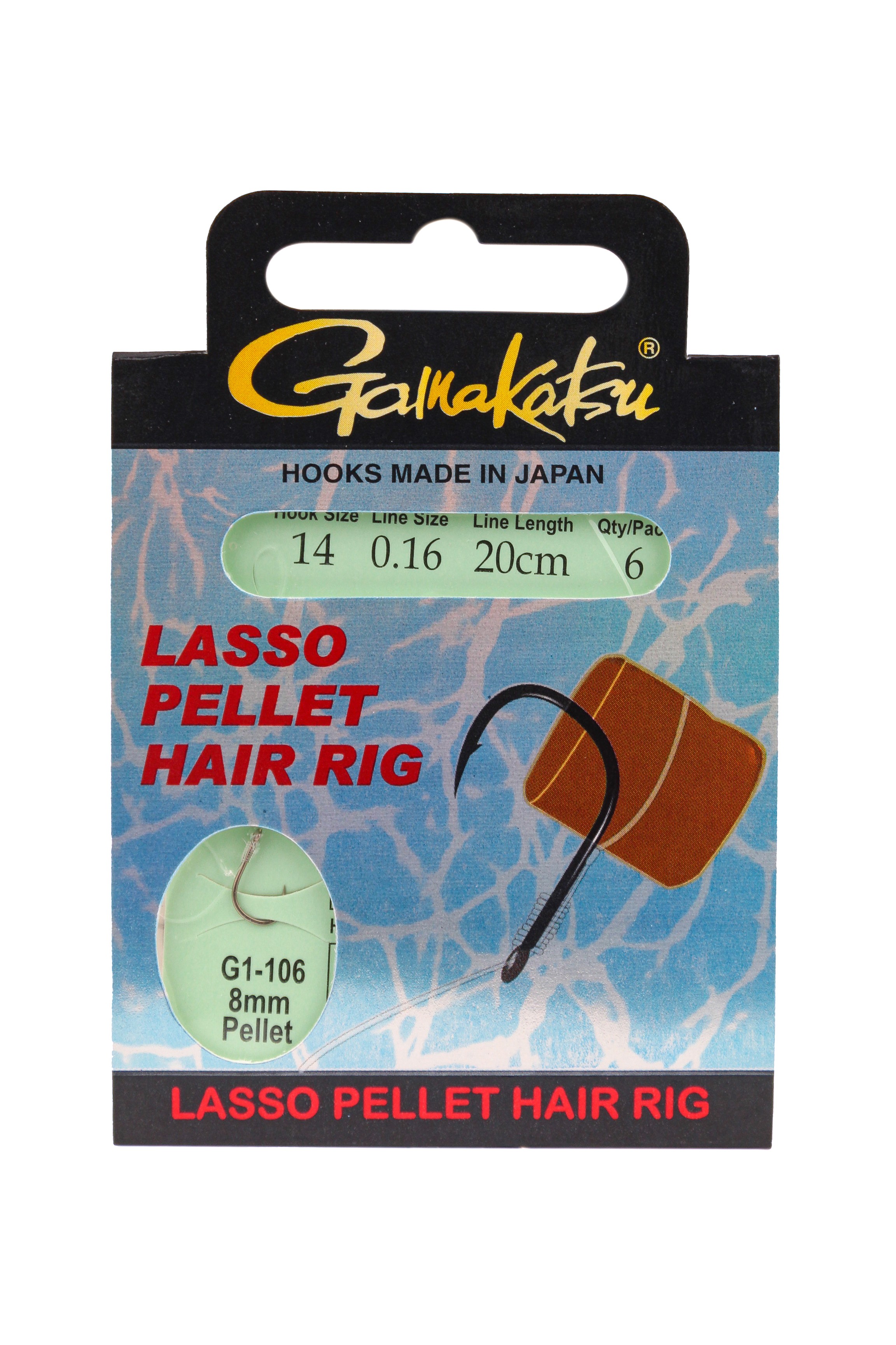Крючок Gamakatsu с поводком Booklet Lasso Hair G1-106 №14 0.16мм 20см - фото 1