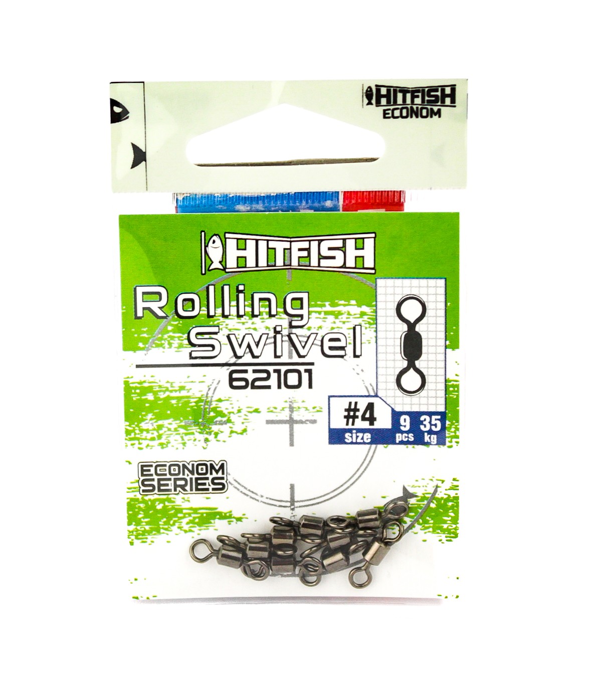 МП Вертлюг HITFISH Econom Series Rolling Swivel 62101- 4 (35 kg,) 9 pcs - фото 1