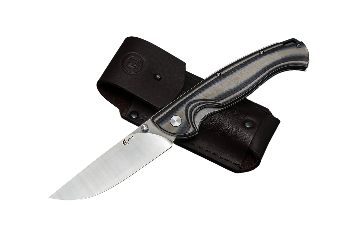 Нож ИП СЕМИНА Сибиряк сталь VG10 рукоятка G10 черно-серая складной - фото 1