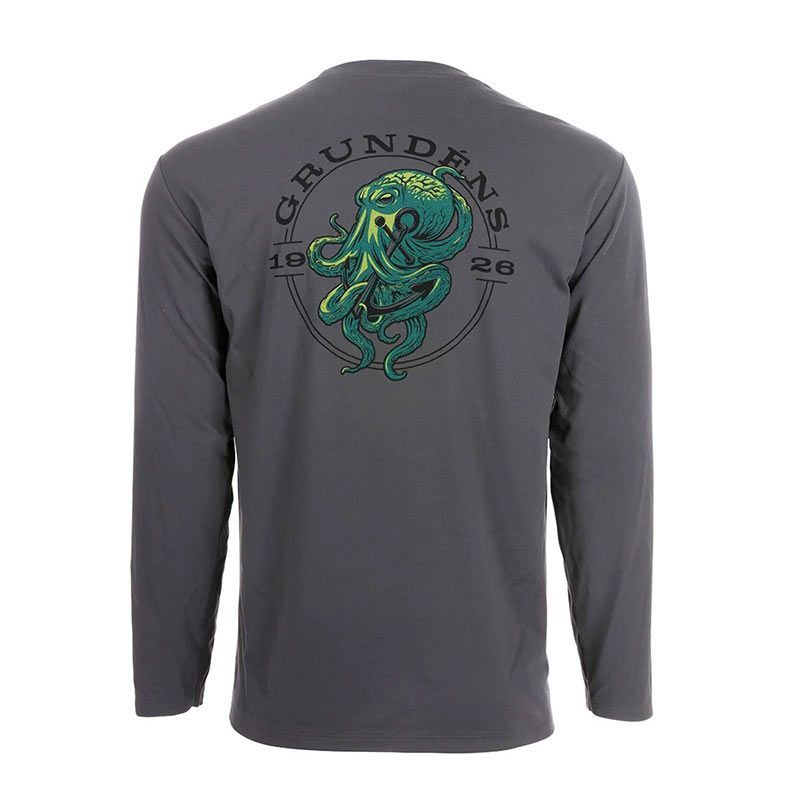 Футболка Grundens Tech Tee LS Shirt Kraken Print Anchor - фото 1