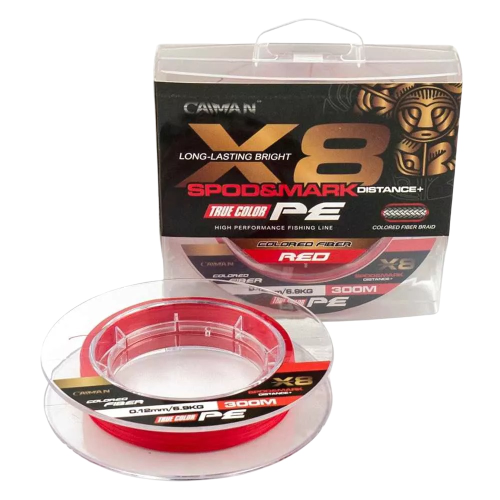 Шнур Caiman Spod&Mark Distance+ 300м восьмижильный 0,12мм красный - фото 1