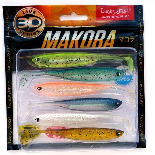 Приманка Lucky John 3d Makora Shad Tail 4" MIX1 6шт в уп - фото 1