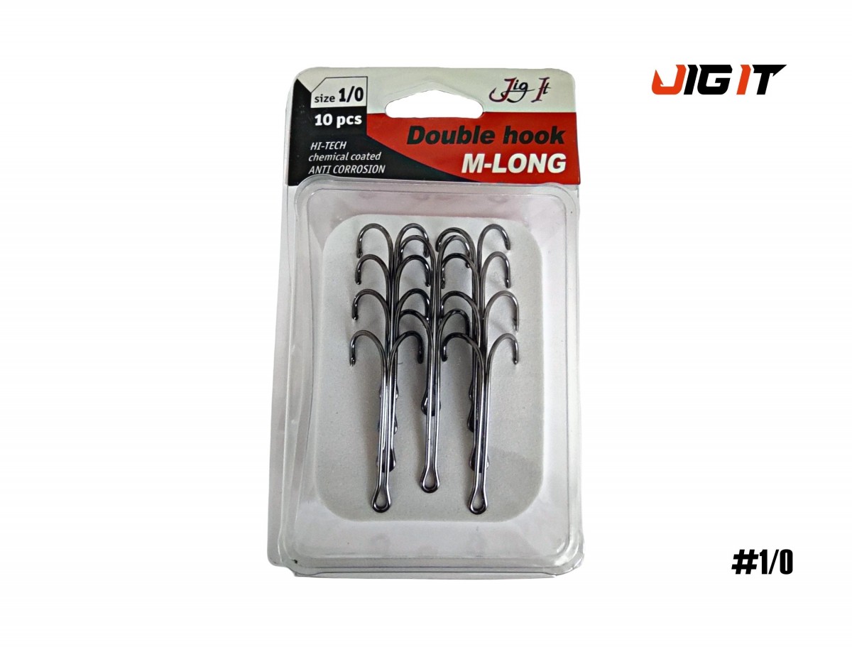 МП Двойник JIG IT M-Long double hooks, 10 шт/уп. №1/0 - фото 1
