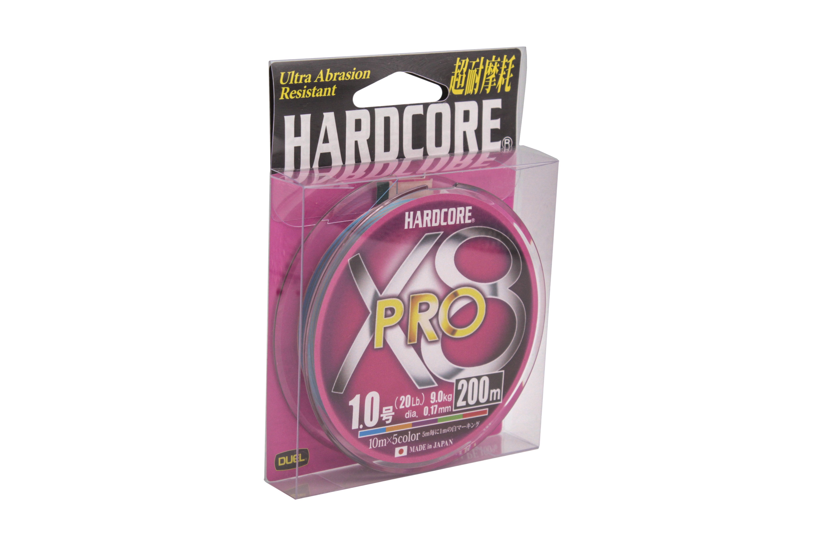 Шнур Yo-Zuri PE Hardcore X8 Pro Duel 1.0/0.17мм 9.0кг 200м 5 color - фото 1