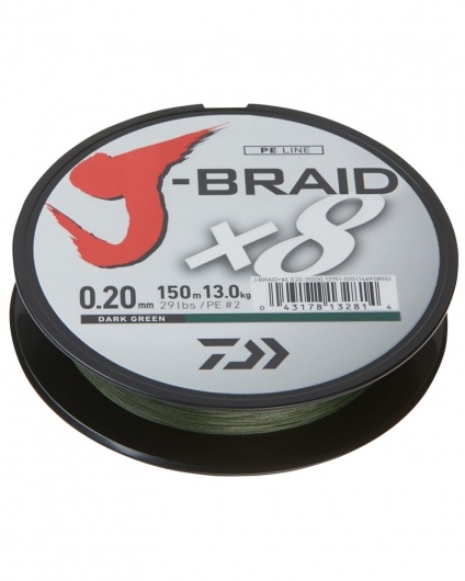 МП Шнур Daiwa J-Braid X8 0,20мм 150м dark green - фото 1