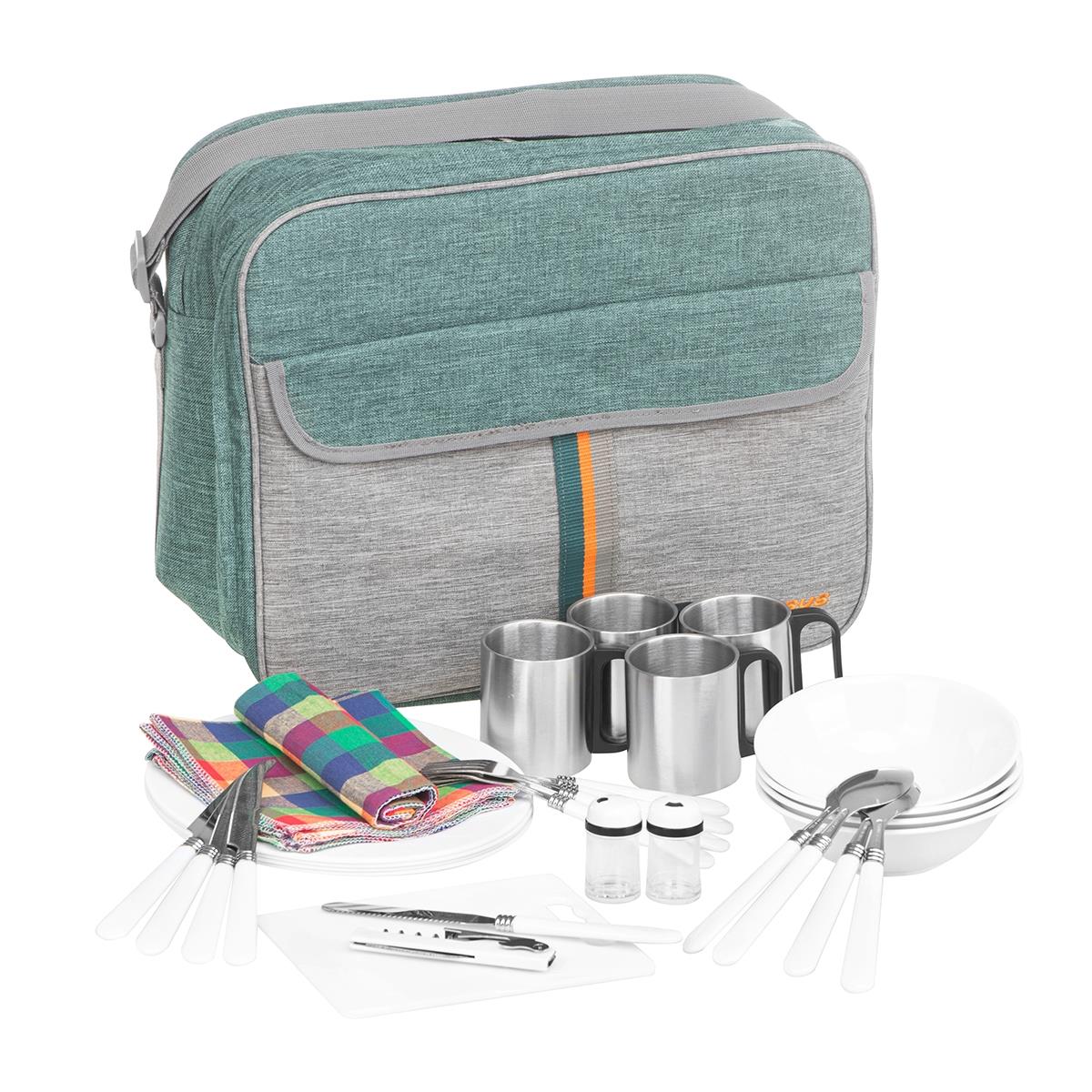 Набор Nisus для пикника на 4 персоны LUXE зеленый/серый - фото 1