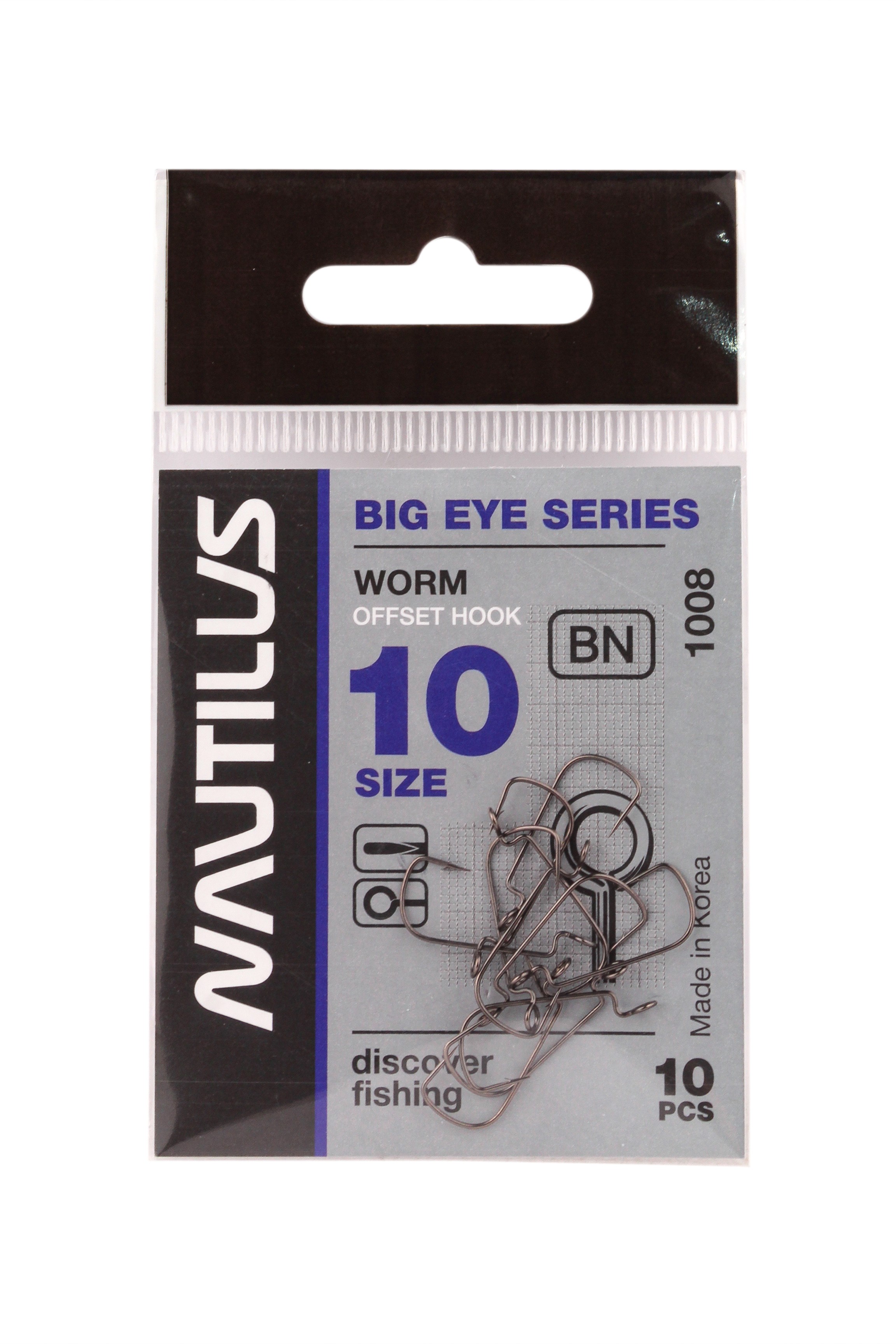Крючок Nautilus Offset Big Eye Series Worm 1008 №10