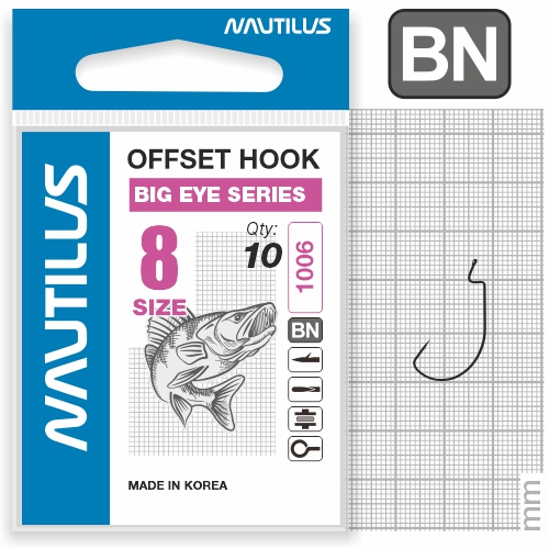 Крючок Nautilus Offset Big Eye Series Worm 1006 №8 - фото 1
