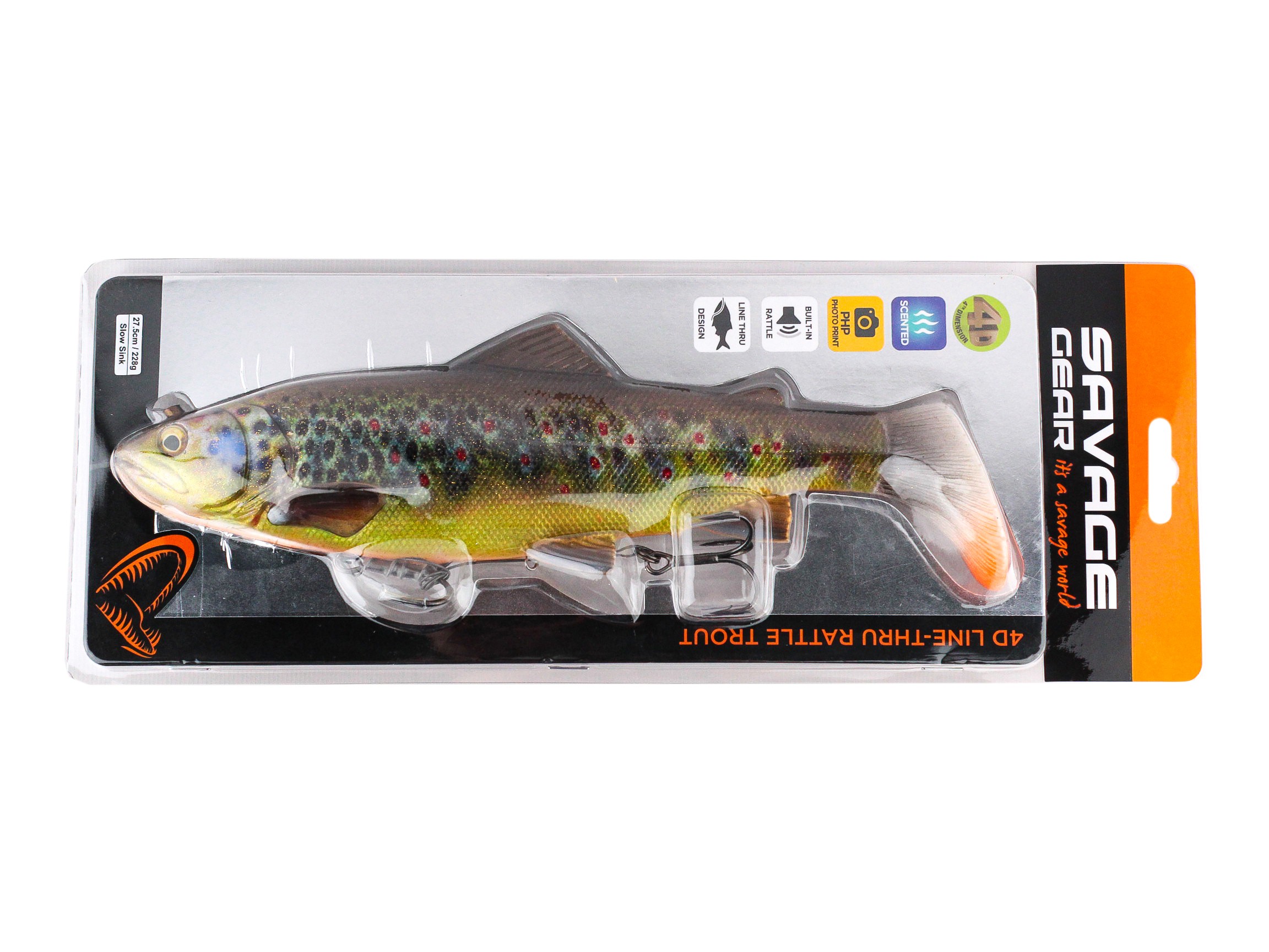 Приманка Savage Gear 4D line thru rattle trout 27,5см 228гр slow sinking brown - фото 1
