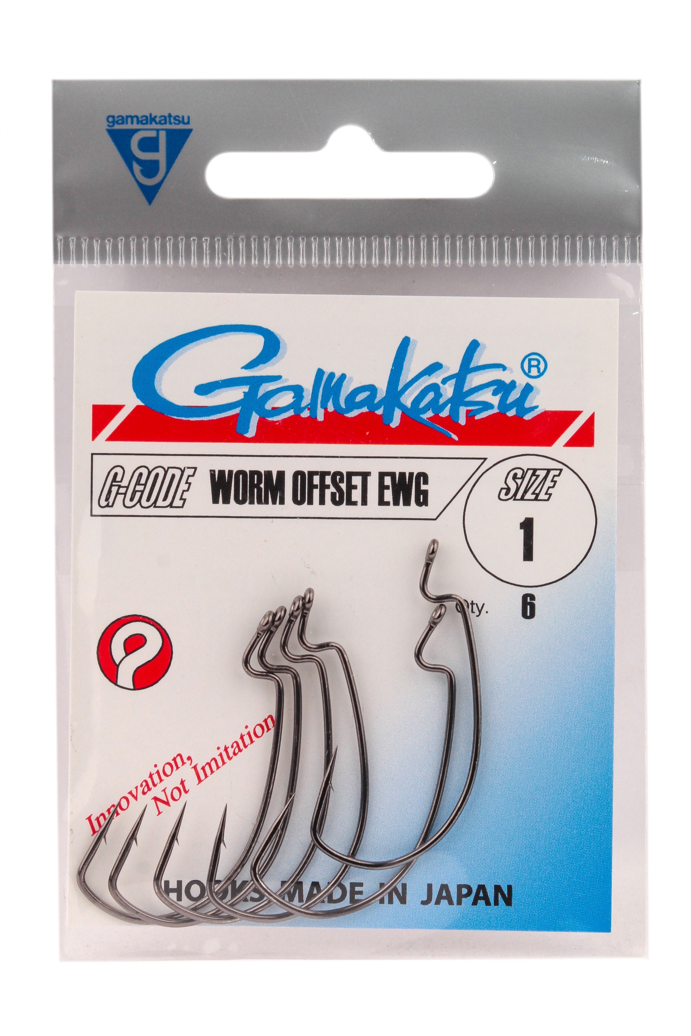 Крючок Gamakatsu Worm EWG offset black №1 - фото 1
