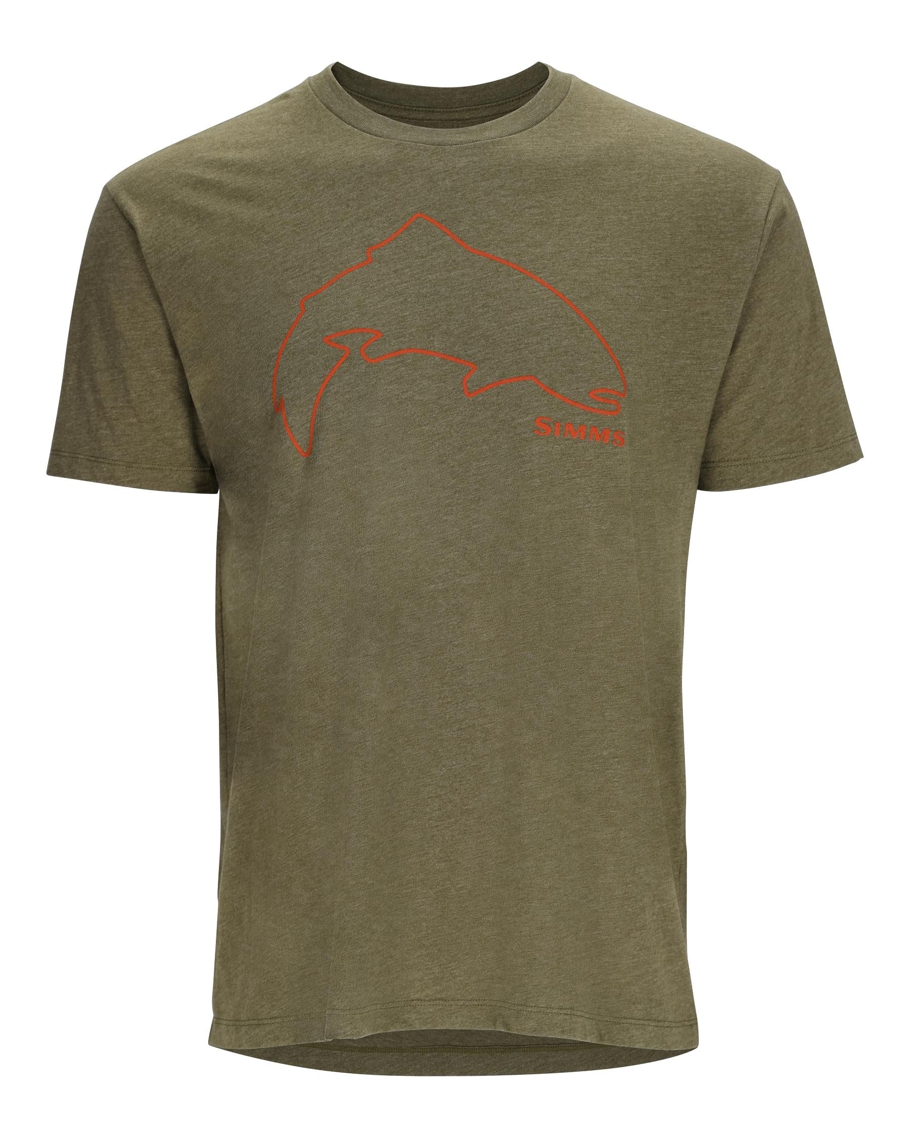 Футболка Simms Trout Outline T-Shirt Military Heather  - фото 1