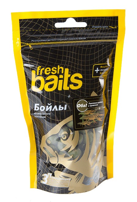 Бойлы Fresh Baits Оба! Раковая шейка с травами 15мм 200г - фото 1