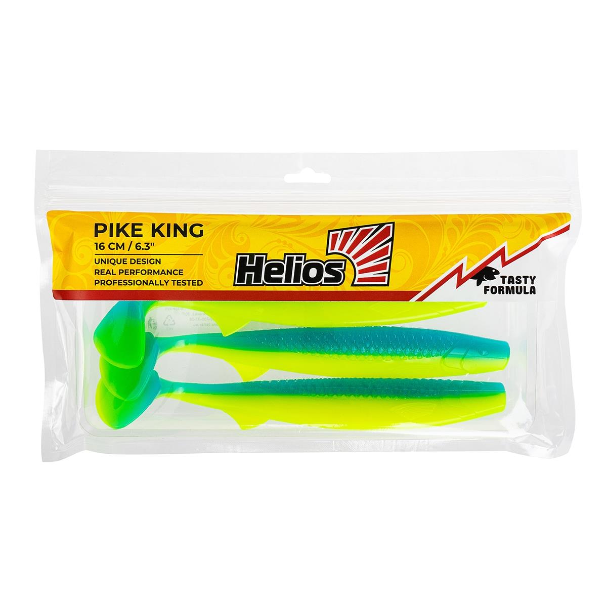 МП Виброхвост Pike King 6.3"/16 см Blue Lime 3шт (HS-37-040) Helios - фото 1