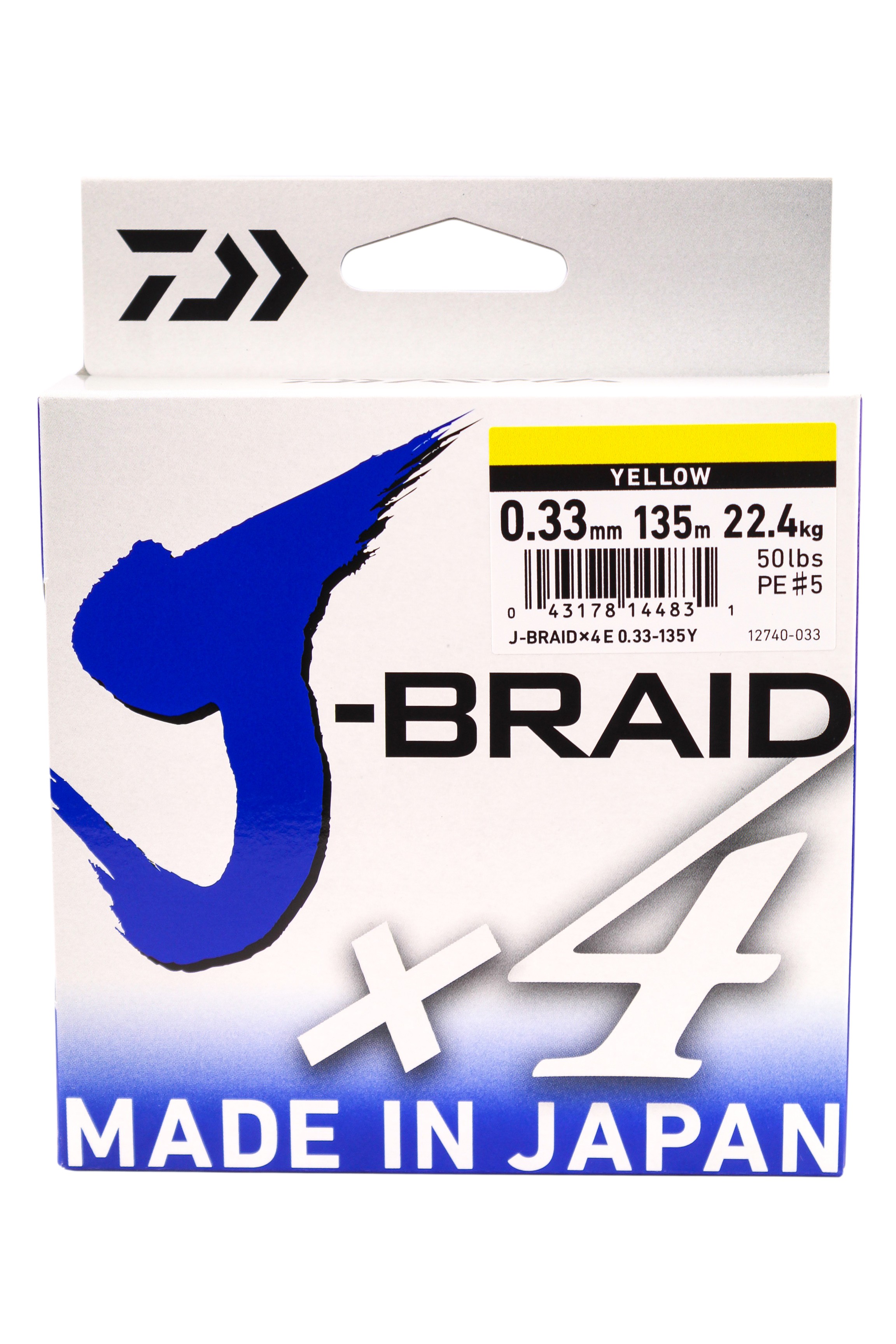 Шнур Daiwa J-Braid X4 0,33мм 135м Yellow - фото 1