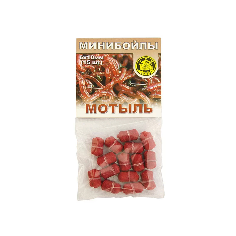 Минибойлы Три Кита на резинке 6х10мм мотыль 15шт - фото 1