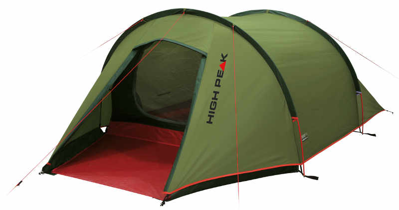 Палатка High Peak Kite 3 зеленый/красный 180х340х105 см - фото 1