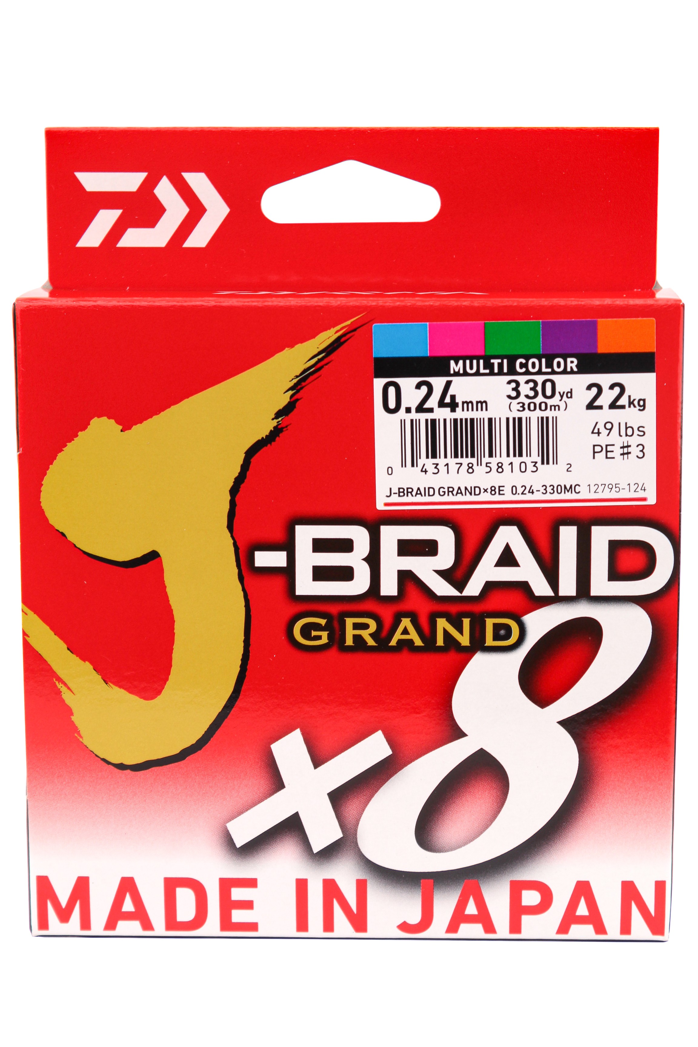 Шнур Daiwa J-Braid Grand X8E 0,24мм 300м multi color - фото 1