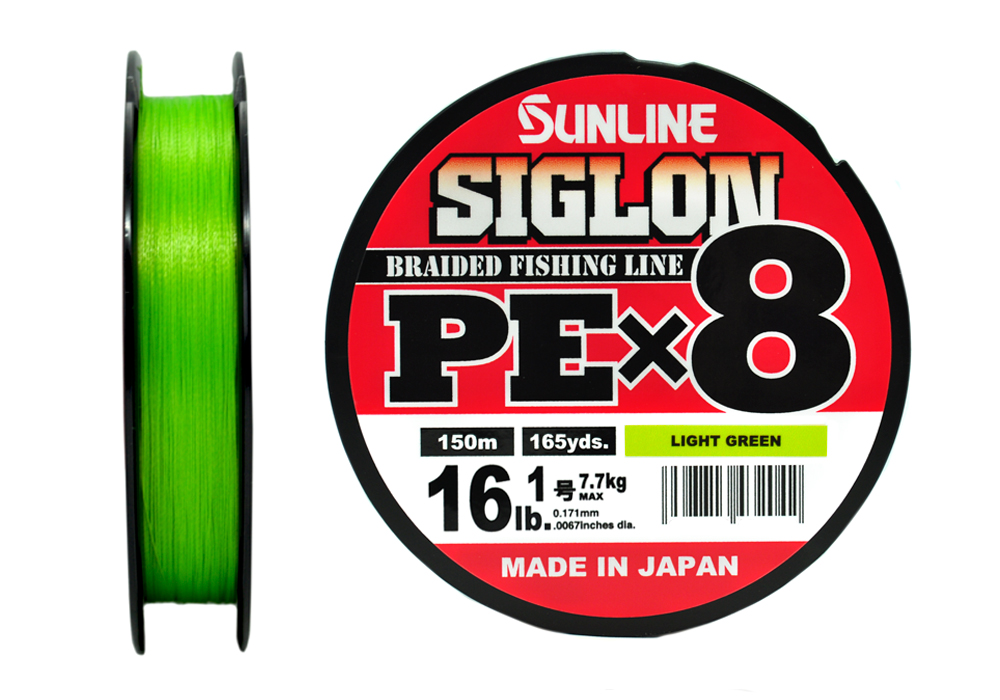 Шнур Sunline Siglon PEX8 1,0 16lb 150м Light Green - фото 1