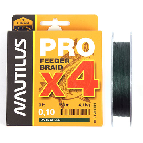 Шнур Nautilus Pro Feeder Braid Dark Green d-0.10 4.1кг 9lb 150м Com - фото 1