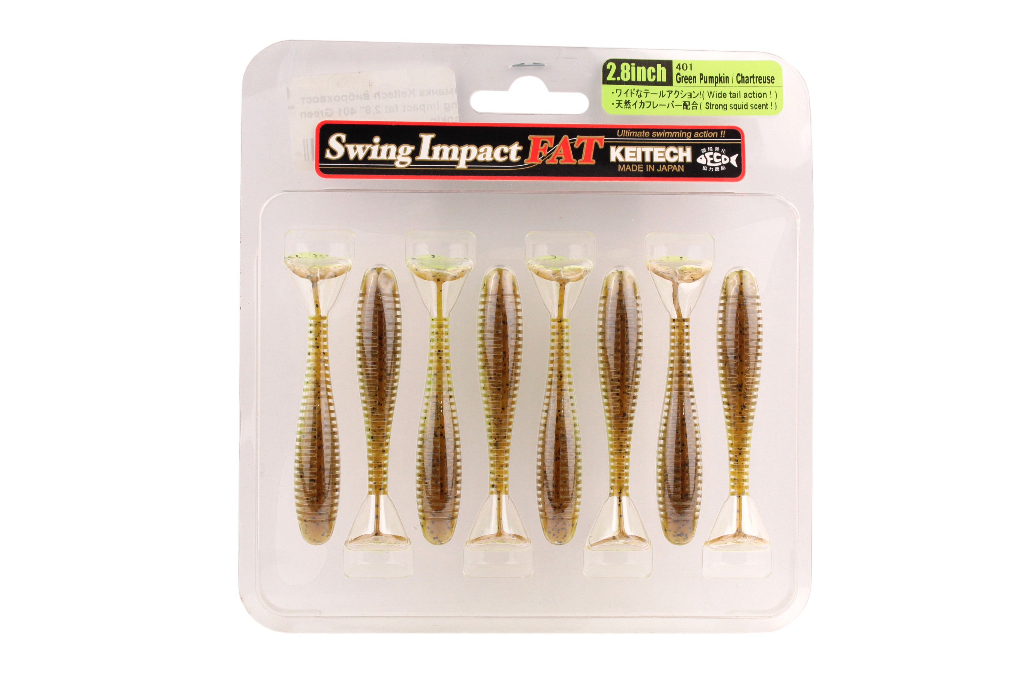 МП Приманка Keitech виброхвост Swing impact fat 2,8" 401 Green Pumpkin/Chartreus - фото 1