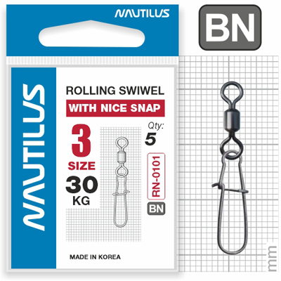 Застежка с вертлюгом Nautilus Rolling Swivel 0101 №3 30кг - фото 1