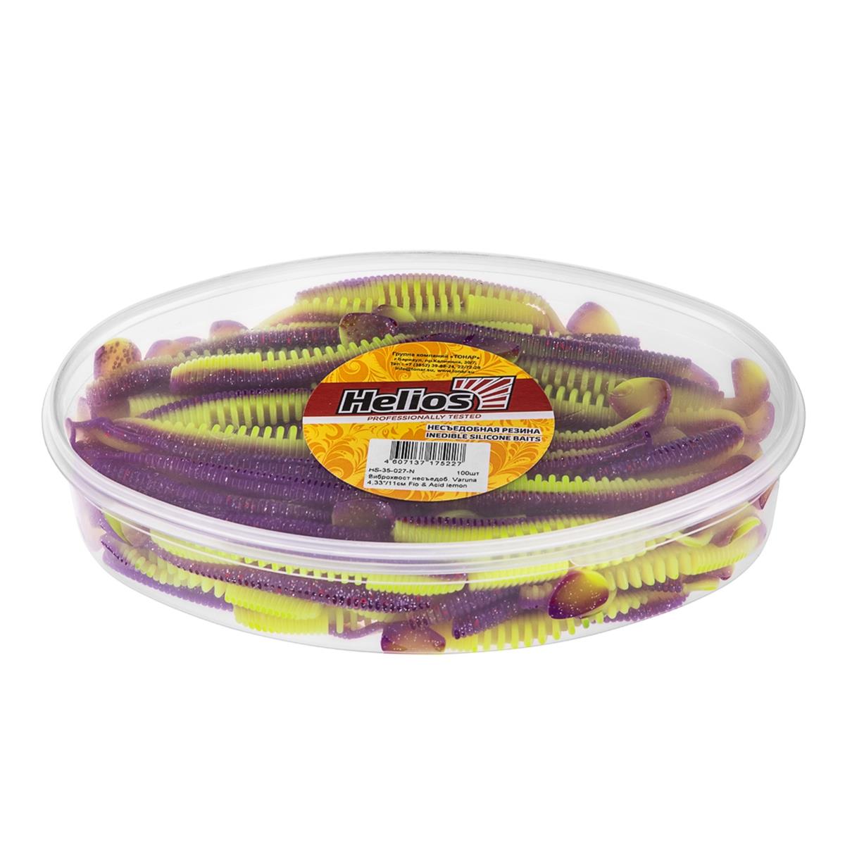 МП Виброхвост несъедоб. Varuna 4,33"/11см Fio & Acid lemon 100шт. (HS-35-027-N)  - фото 1