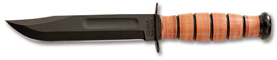 Нож Ka-Bar 1250 Short USMC сталь 1095 рукоять кожа - фото 1