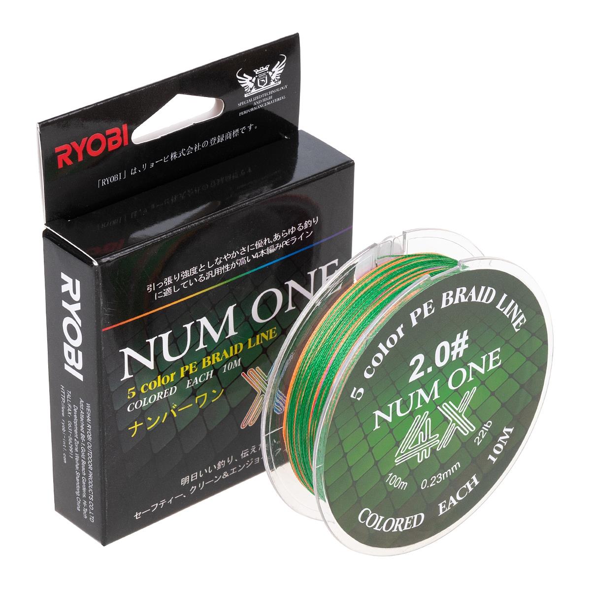 МП Шнур NUM ONE PE4X-100M 2.0#/0,235 mm Multi Colour Ryobi - фото 1