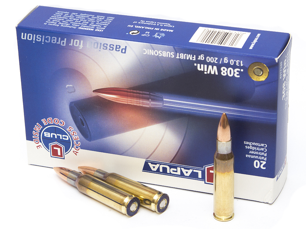 Патрон 308Win Lapua FMJBT Subsonic 13,0 гр - фото 1