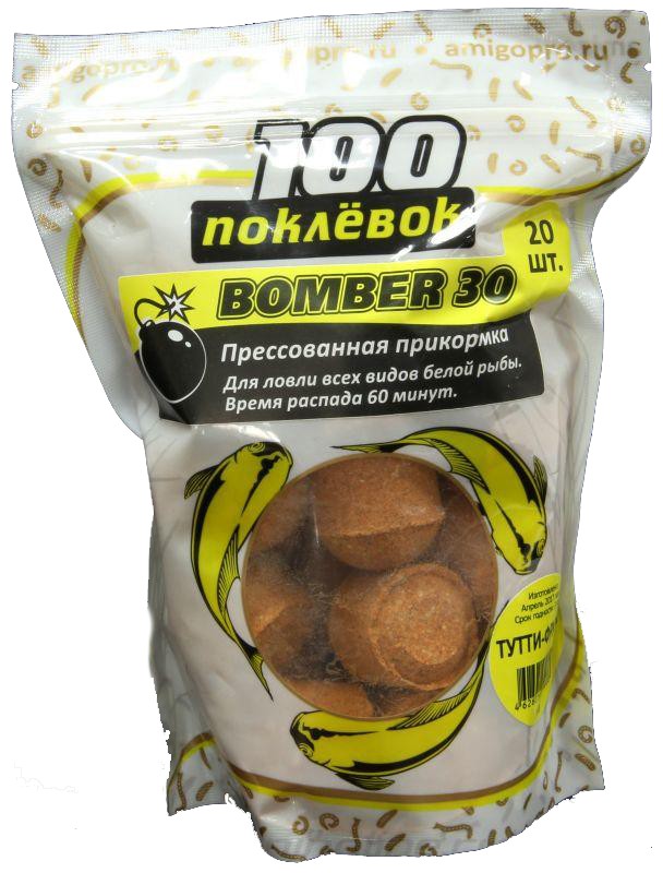 Прикормка 100 Поклевок Bomber-30 тутти-фрутти - фото 1