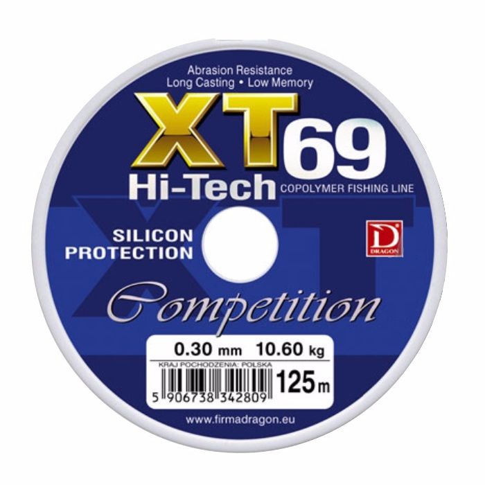 Леска Dragon XT69 Hi-Tech competition 125м 0.30мм 10.60кг - фото 1