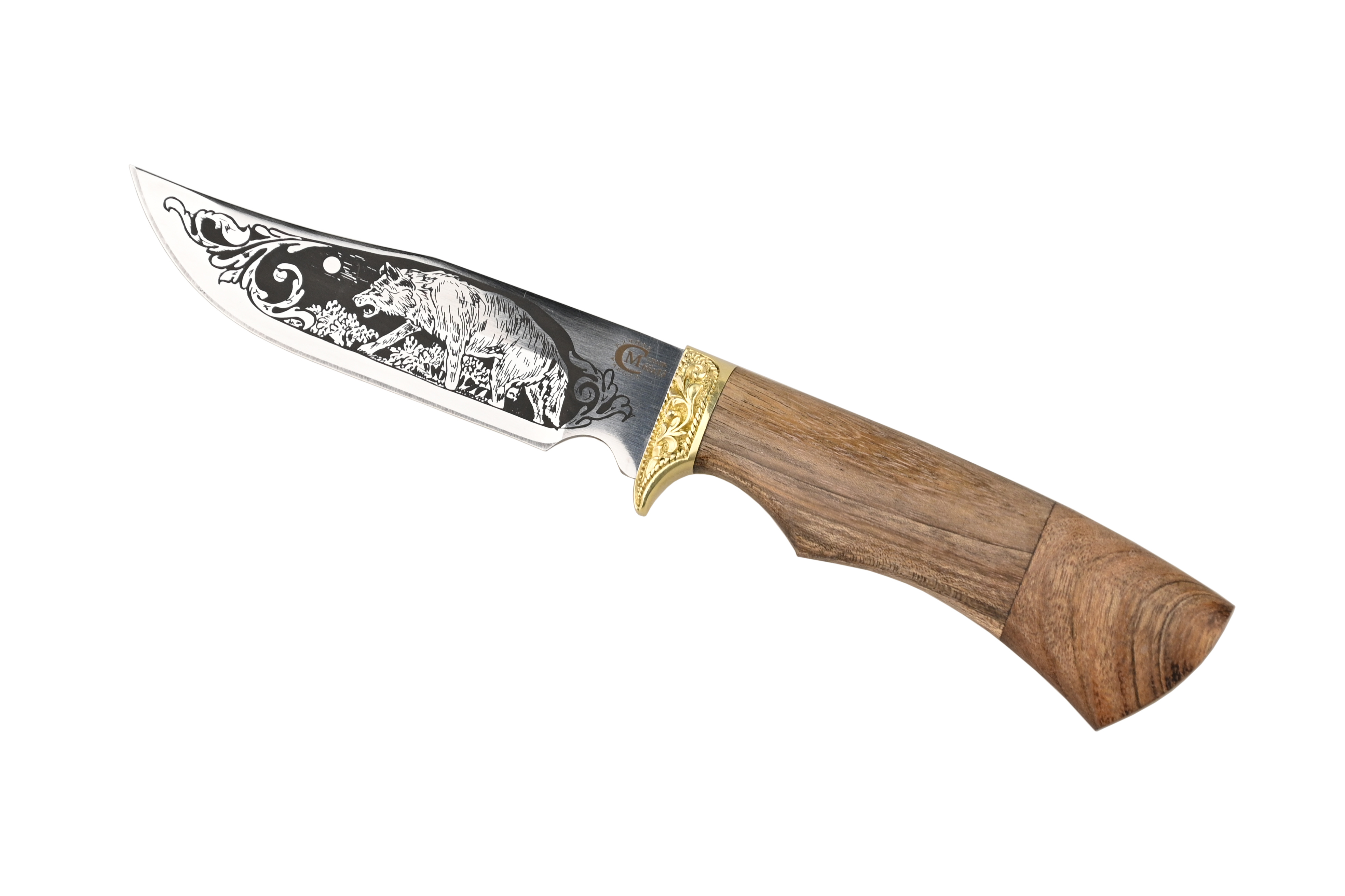 Нож ИП Семин Юнкер сталь 65x13 ценные породы дерева гравировка - фото 1