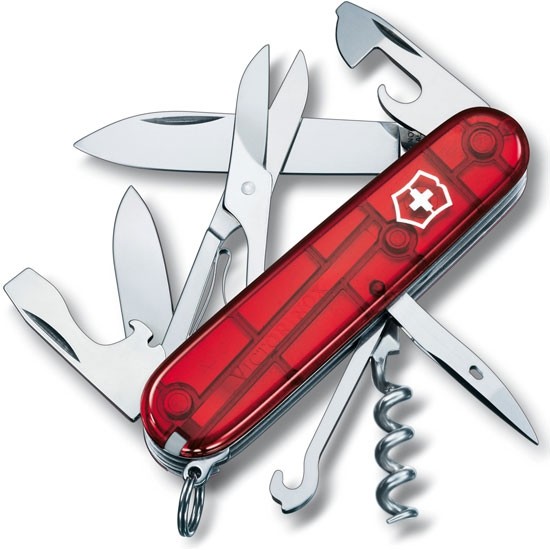 Нож Victorinox Climber 91мм 14 функций полупрозрачный красный - фото 1