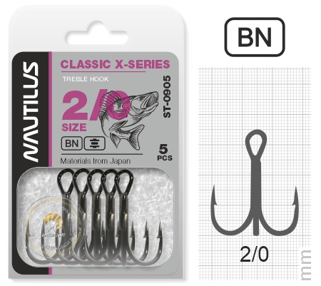 Крючок Nautilus Treble X series 0905BN №2/0 уп.5шт - фото 1