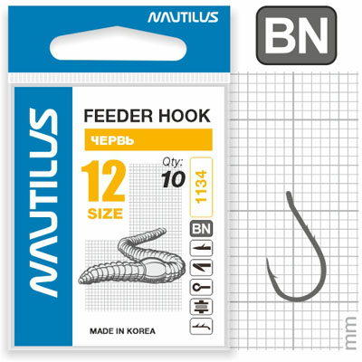 Крючок Nautilus Sting Feeder/червь S-1134BN  №12 - фото 1