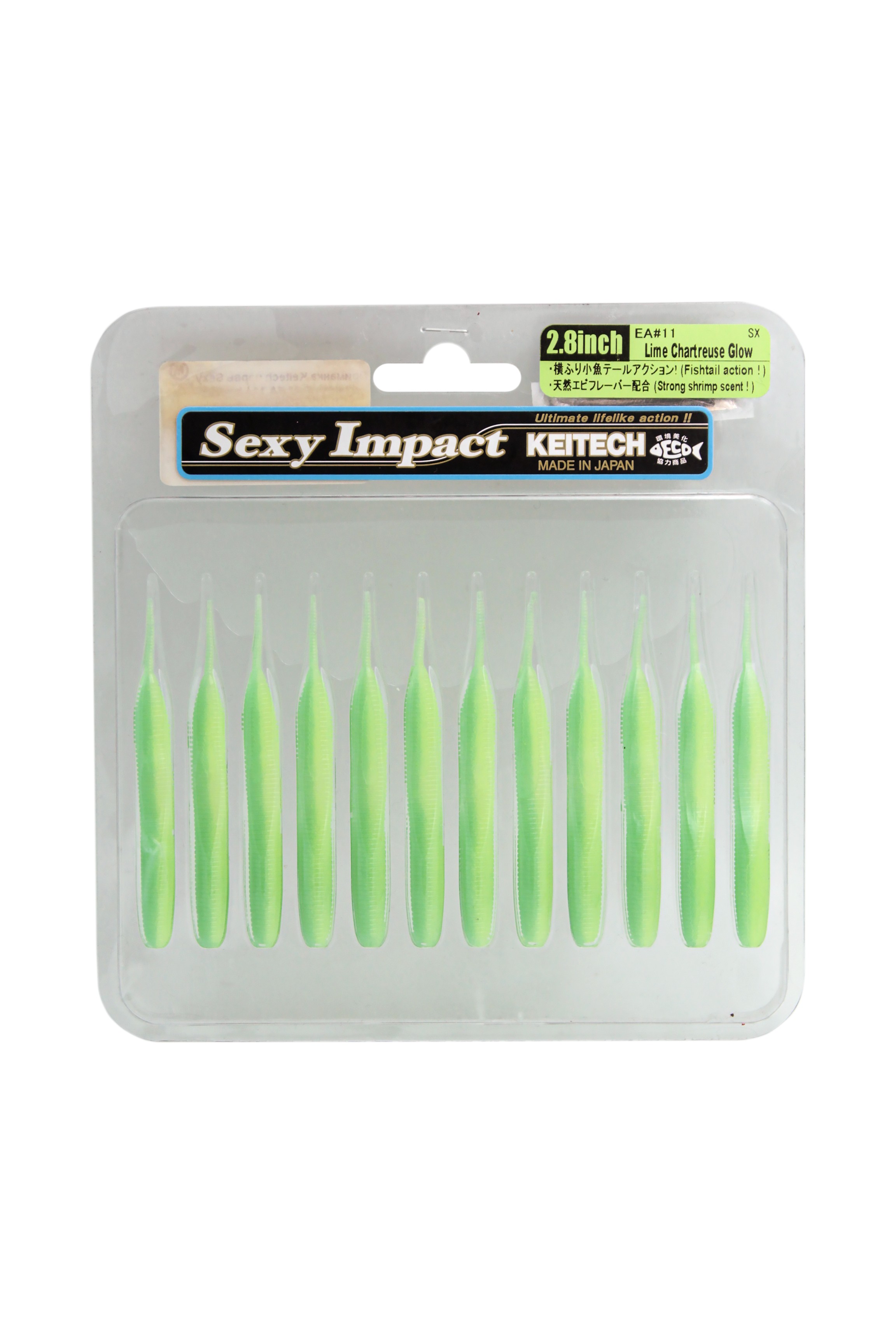 Приманка Keitech червь Sexy impact fat 2,8" EA 11 Lime Chartreuse Glow - фото 1