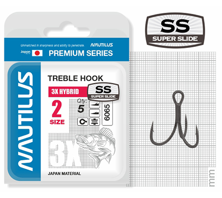 Крючок тройной Nautilus 3X Hybrid Premium Series 6065SS №2 (5шт) - фото 1