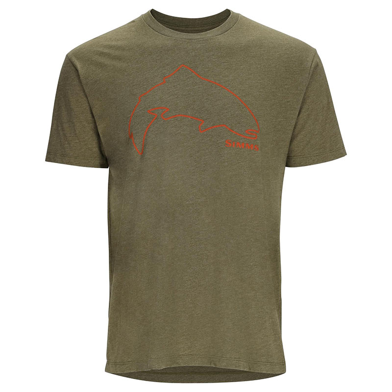 Футболка Simms Trout Outline T-Shirt Military Heather  - фото 1