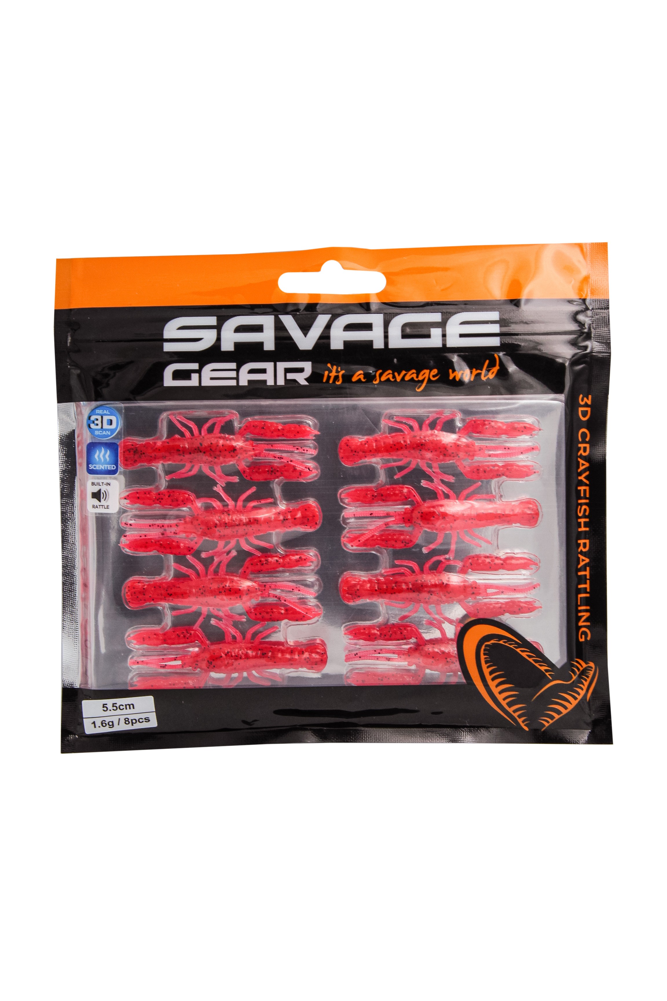 Приманка Savage Gear 3D Crayfish rattling 5,5см 1,6гр red UV 8шт - фото 1