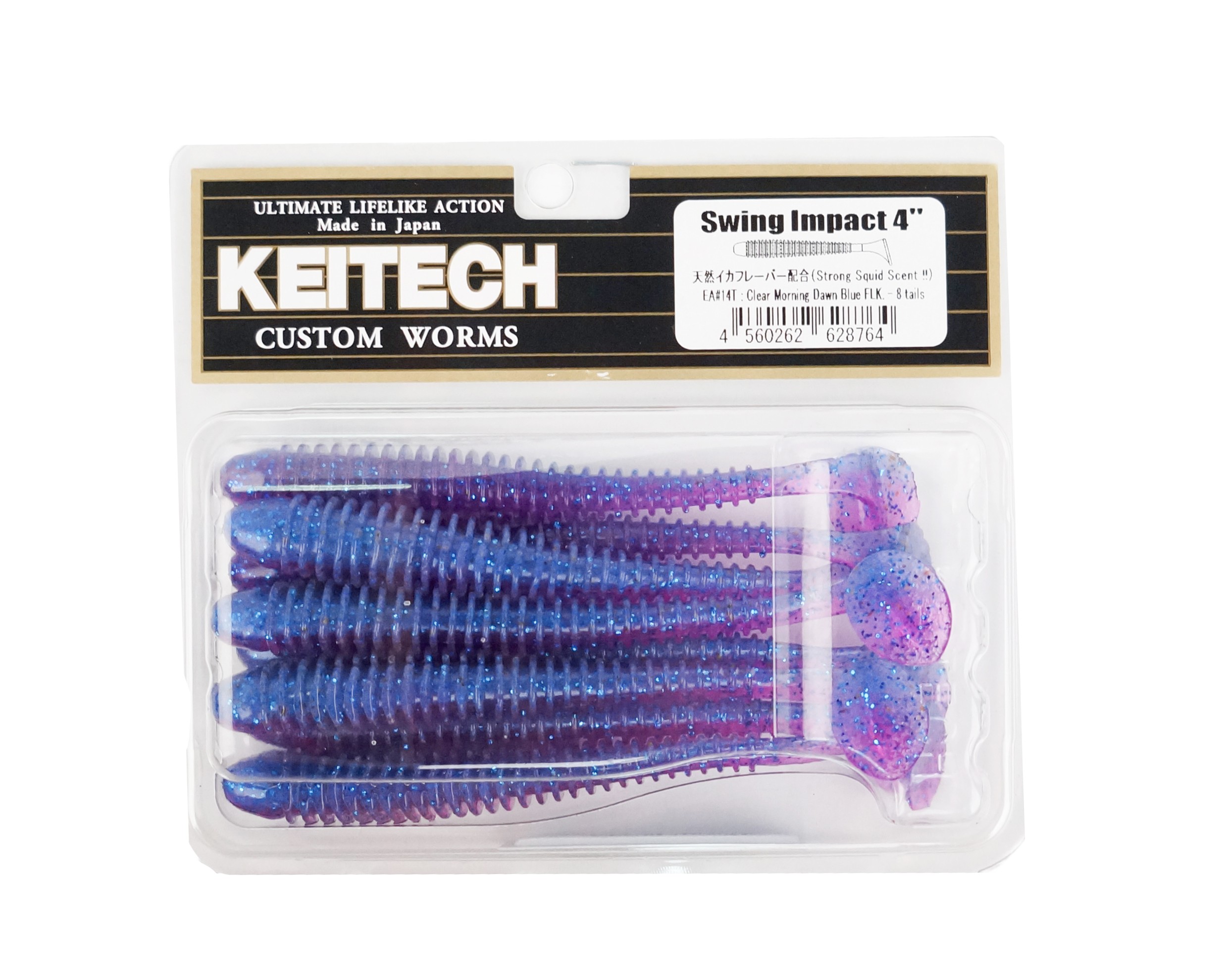 Приманка Keitech виброхвост Swing impact 4" EA 14 Clear motning dawn blue FLK - фото 1
