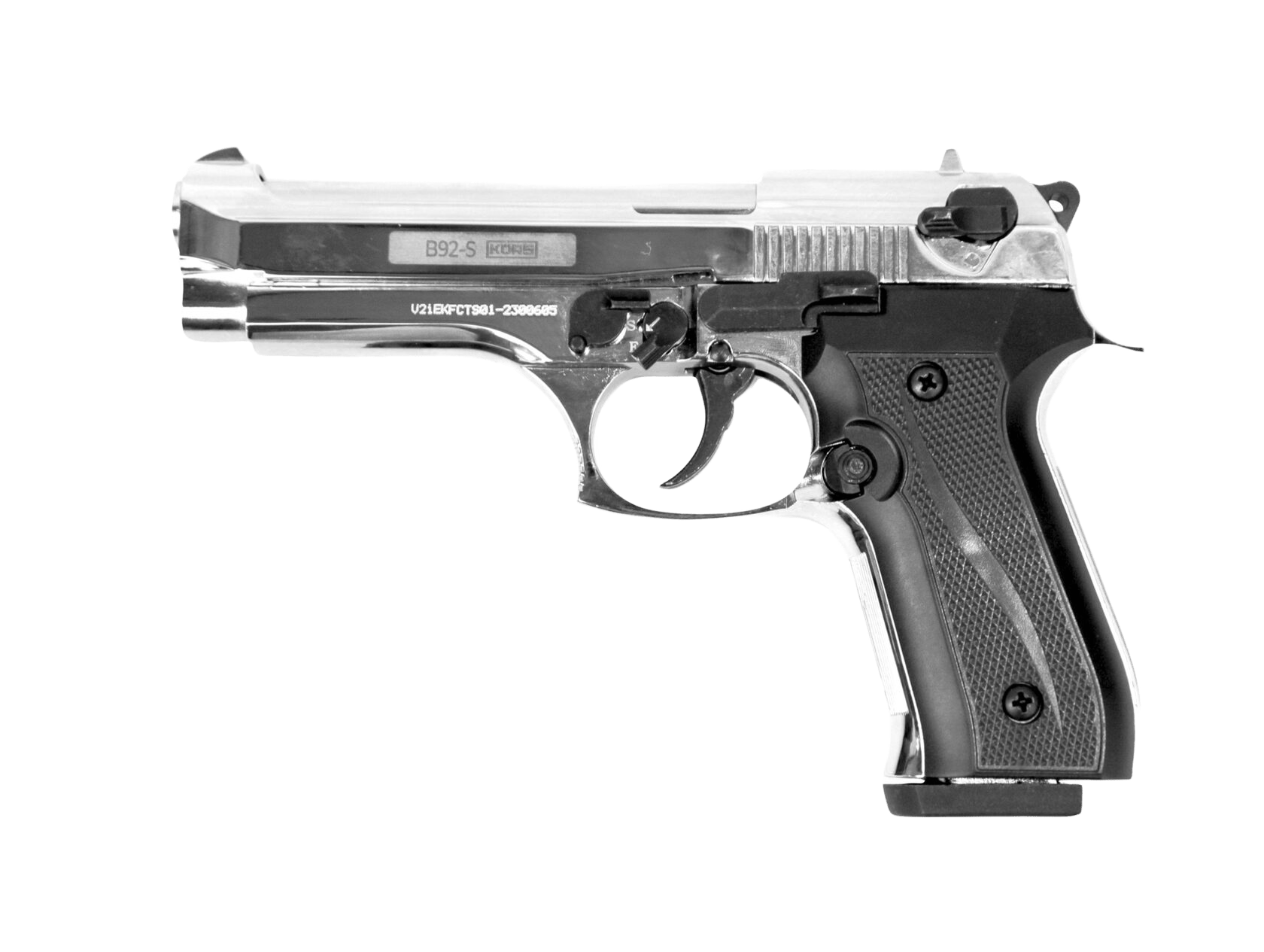 Пистолет В92-S KURS 5,5мм под патрон 10ТК хром сигнальный - фото 1