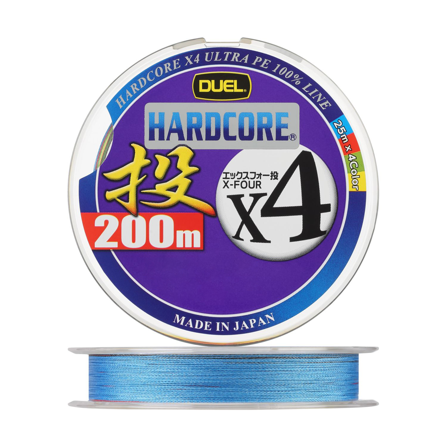 Шнур Yo-Zuri Duel PE Hardcore X4 Cast 200м 4Color 1,5 0,209мм 10,0кг - фото 1