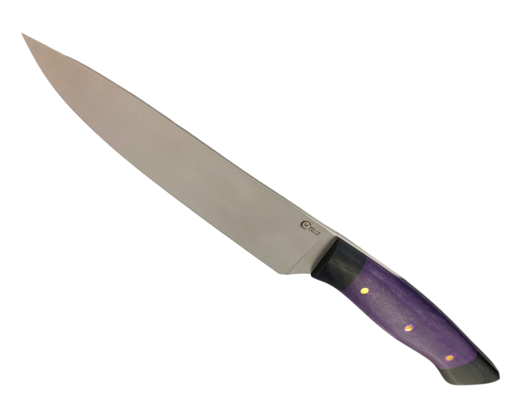 Нож ИП Семин Хлебный ст.95х18 ц.м. рук.G10 фиолетовый с чехлом - фото 1