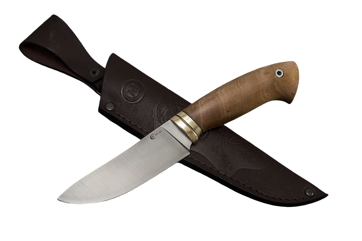 Нож ИП СЕМИНА Кайман сталь VG-10 литье мельхиор орех кап - фото 1