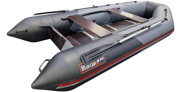 Лодка Хантер 340 серо-черный - фото 1