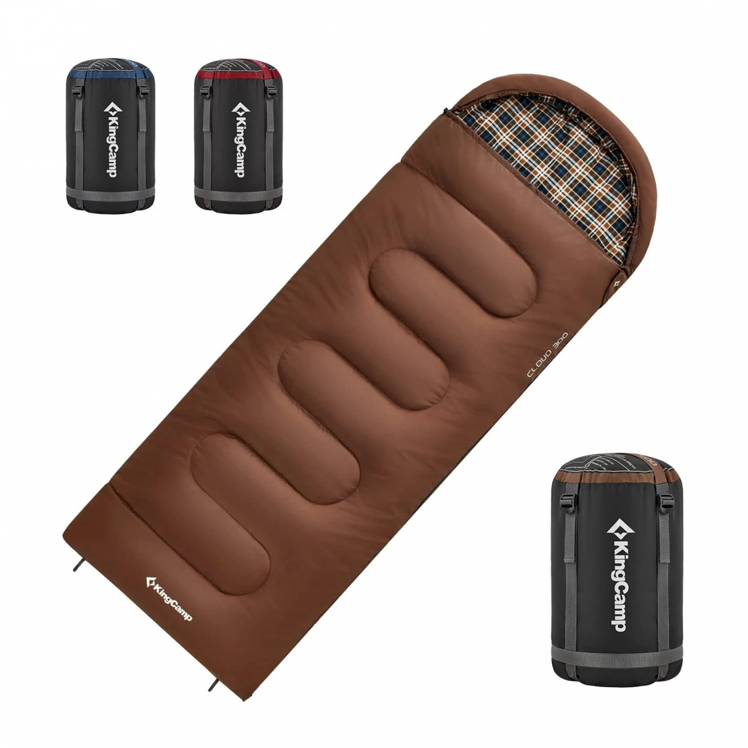 Спальный мешок King Camp Cloud 400 -15С 230х90 коричневый левый - фото 1