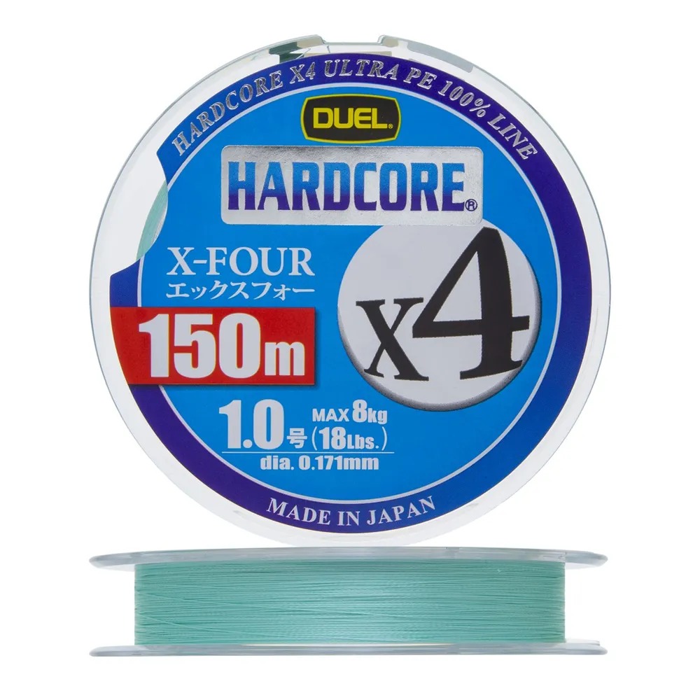 Шнур Yo-Zuri Duel PE Hardcore X4 150м Milky Green 1,0 0,171мм 8,0кг - фото 1